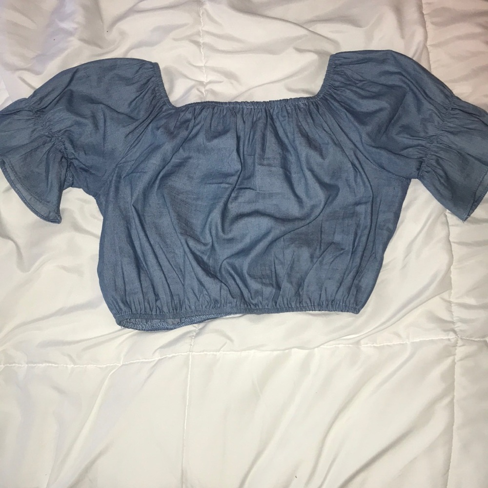 feaux denim crop top